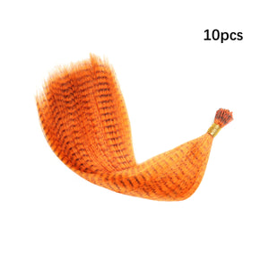10 Pcs Colored Feather Hair Extensions I Tip Synthetic Zebra Strands Hairpiece