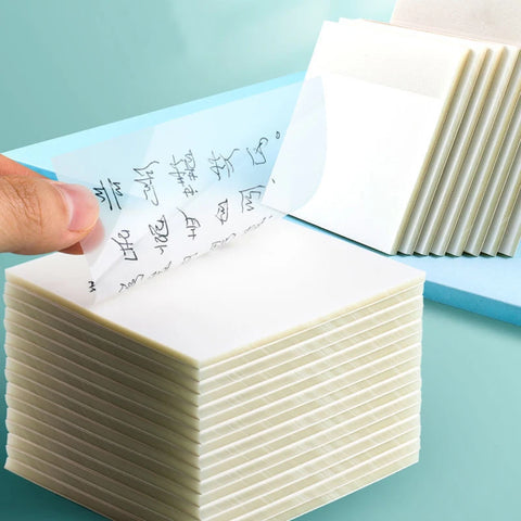 50 Sheets Clear Sticky Notes & Stickers - Transparent Notepad for School & Office Supplies