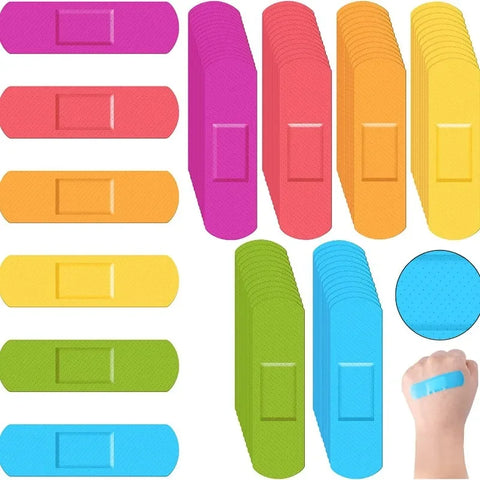60pcs Waterproof Self-Adhesive Bandages, Colorful Elastic Band Aids, First Aid Plasters for Wound Protection