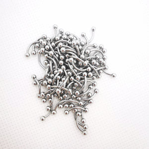 100pcs Body Jewelry Set: Straight & Curved Captive Bead Rings, Labret Barbells, Nose, Eyebrow, Lip, Ear Studs, Stainless Steel
