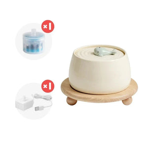 1.3L Ceramic Pet Water Fountain USB Rechargeable Auto Filter for Cats & Dogs