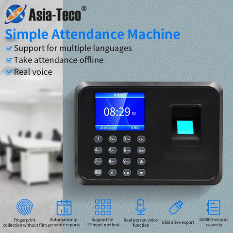A5 Biometric Fingerprint Employee Time Clock Recorder USB Data Management