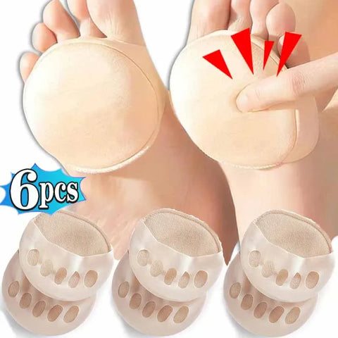 2/6pcs Five-Toe Forefoot Pads for Women High Heels Insoles - Pain Relief & Shock Absorb Toe Massaging Socks