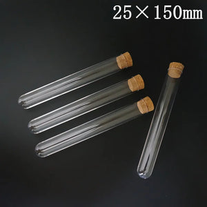 100pcs Clear Plastic Test Tubes with Corks, 12-25mm, Round Bottom Candy Party Favors, Wedding Vials