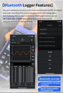 1000A AC/DC Current Clamp Ammeter Digital Oscilloscope with Bluetooth Recorder and Multifunction Tester