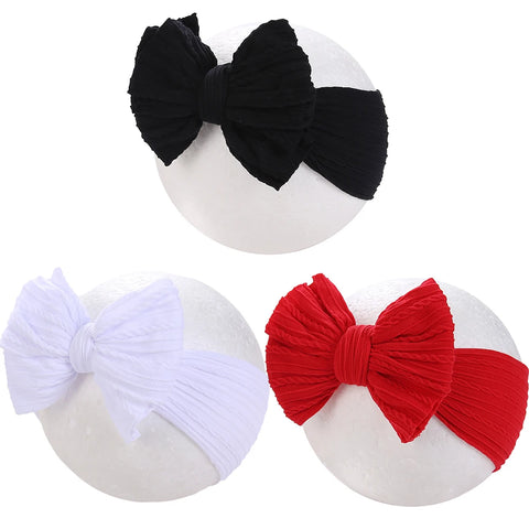 3pcs Christmas Baby Headbands Red Bows Nylon Elastic Hairbands Kids Photography Props