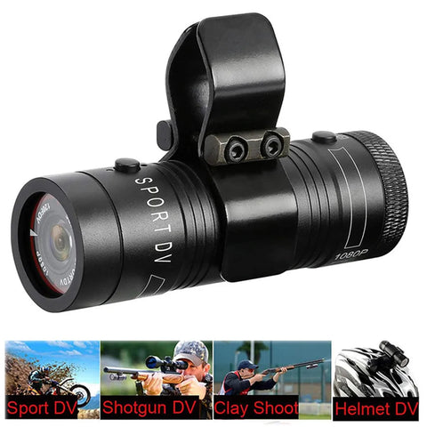 1080p Action Camera for Motorcycles and Bikes, Helmet Mount, Mini Sport DV Video Recorder, Outdoor Action Cam with Gun Mount