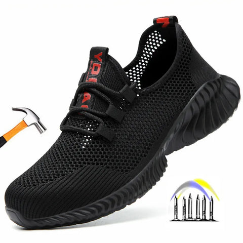Breathable Lightweight Iron Toe Safety Work Shoes, Anti-Slip & Anti-Stab Protection for Summer