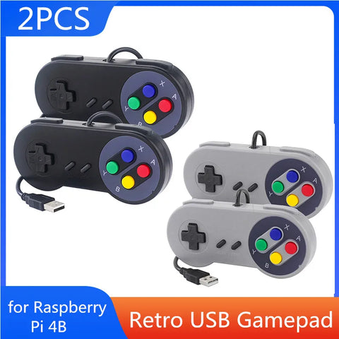 2pcs USB Retro Gaming Joystick Wired Controller for PC Raspberry Pi Nespi Retropie