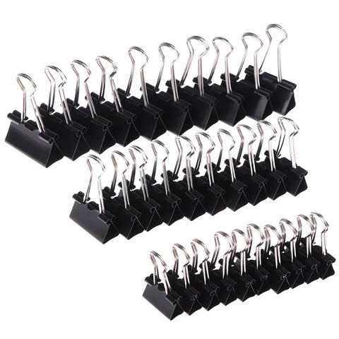 10pcs Black Metal Binder Clips Set 19mm 25mm 32mm Paper Office Stationery Supplies