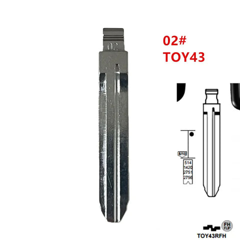 10pcs Uncut Key Blades Toy43 for Toyota Corolla Camry Highlander Vios Remote Replacement