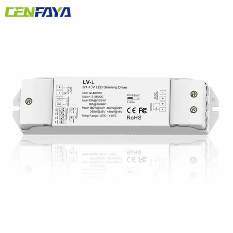 Dimmable LED Driver 0/1-10V 12A PWM Controller for 12V 24V 36V LED Strip Lighting