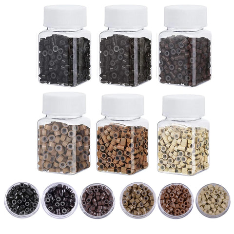 500pcs Silicone Lined Micro Rings Beads, 5mm Hair Extension Links Tool