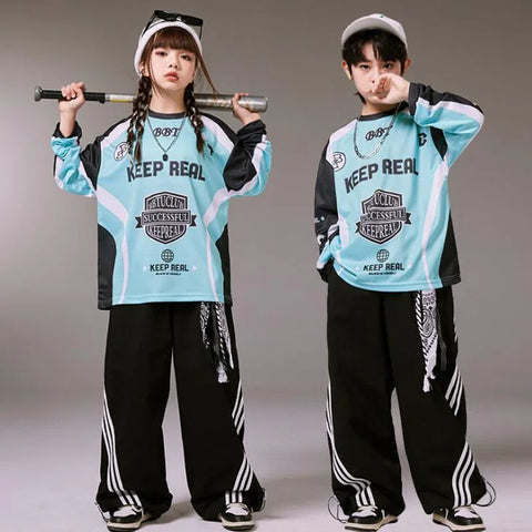 Boys Oversized Streetwear Shirt & Joggers Set Hip Hop Dance Clothes Kids Jazz Stage Costume