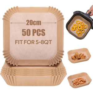 100-Pack Disposable Air Fryer Liners, Nonstick, Greaseproof, Easy Clean, Round Baking Paper