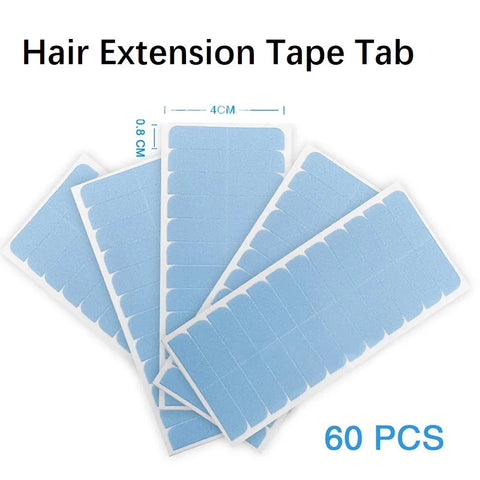 60pcs Hair Adhesive Tape Sheets for Wig & Extensions, Double Sided, 4cm x 0.8cm