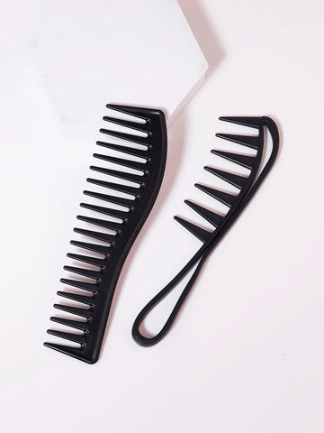 2-Piece Wide-Tooth Oil Hair Comb Set for Real Hair & Wigs – Hairdresser Styling Tool