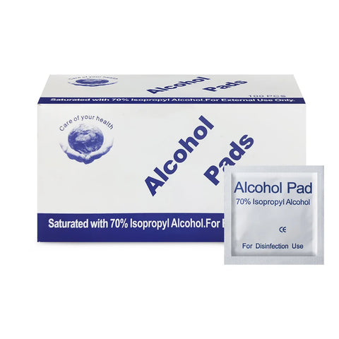 70% Alcohol Prep Pads 100ct - Sterile Wipes for Tattoos, Nails, Makeup, Skin Care