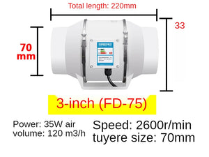"Inline Duct Extractor Fan 3-6 Inch Low Noise Hydroponic Kitchen Grow Room Ventilation Exhaust"