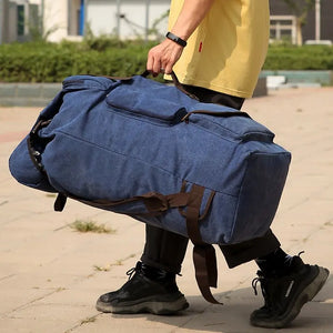 100L Canvas Backpack for Travel & Hiking - Men's Large Capacity Pack with Blanket Storage
