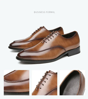 Men's 2025 Leather Dress Shoes, Breathable Classic Formal Oxfords for Office & Weddings