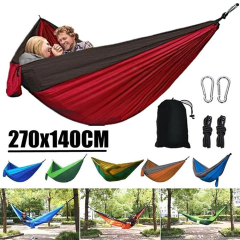 Compact Portable Outdoor Camping Hammock, Nylon Parachute Fabric, Single Person, High-Strength Hanging Bed
