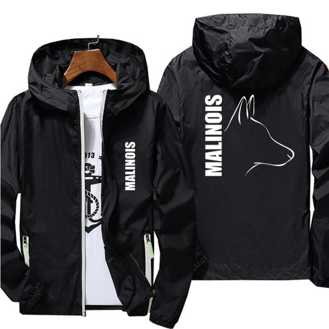 Belgian Malinois Dog Windbreaker Hoodie Men's Sports Cycling Camping Coat Plus Size 7XL