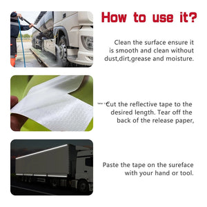 10cm x 5m High-Reflective Micro Prismatic Adhesive Tape - Waterproof White Stickers for Trucks, Trailers