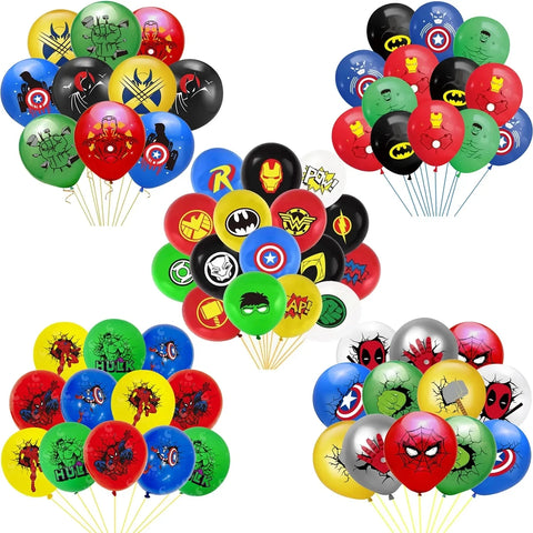 12" Superhero Party Balloons - 12 Pack Birthday Decorations