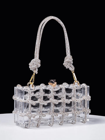 2024 Luxury Evening Clutch Bag Diamond Acrylic Square Handbag Women's Wedding Purse