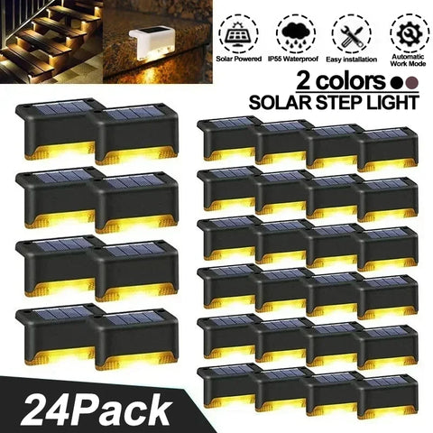 24-Pack Solar Deck Lights Outdoor Waterproof LED for Steps, Railings, Fences, Yard, Patio, Pathways