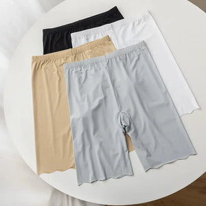 Women's Seamless Ice Silk High Waist Anti-Chafe Thigh Safety Shorts Plus Size Under Skirt Boxers Panties