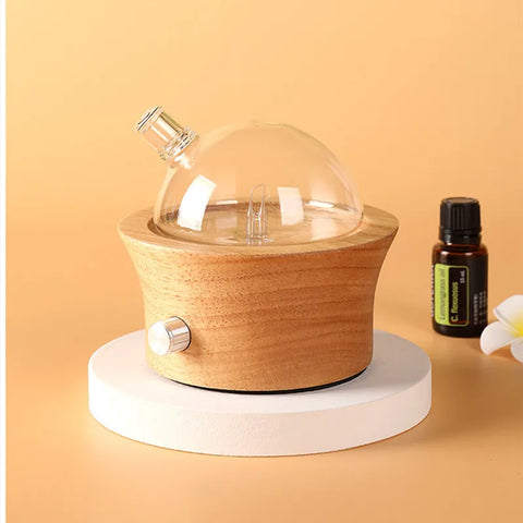 20ml Wooden Glass Essential Oil Diffuser Waterless Aroma Nebulizer Air Humidifier for Home Aromatherapy