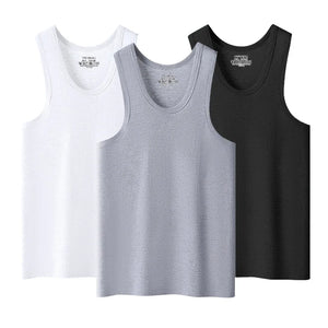 Men's Seamless Sleeveless 100% Cotton Undershirt, Large Size O-Neck, Soft Breathable Summer Singlet T-Shirt