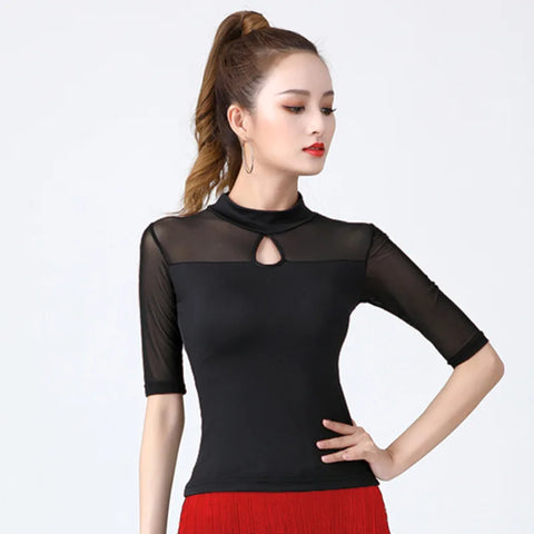 2024 Women's Dance Top T-Shirt for Samba Tango Flamenco Practice Costume Latin Ballroom Training Dancewear
