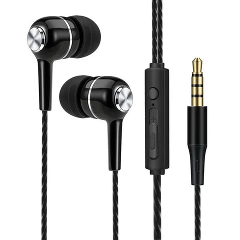 3.5mm Wired Sport Earbuds with Bass & Mic, Stereo Headset Earphones with Volume Control