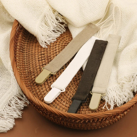 Baby Pacifier Clips 4-Pack Safe Teething Toy Holder Striped Strap for Infants & Toddlers