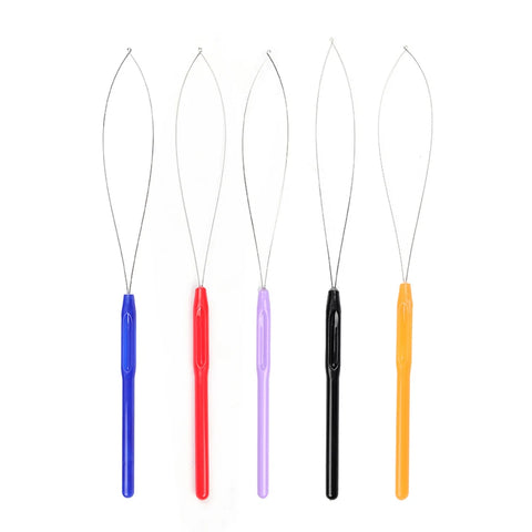 5 Pcs Hair Extension Loop Needle Hook and Bead Threader Tool for Hair & Feather Extensions
