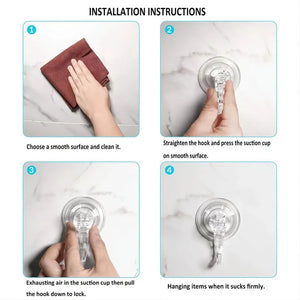 10-Pack Heavy-Duty Suction Cup Hooks for Kitchen, Bathroom, Shower Storage