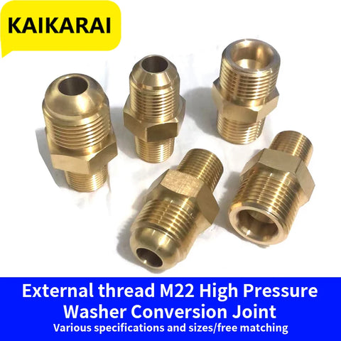 Brass Thread Connector Adaptor 3/8" 1/4" to M14 M18 M22 for High Pressure Washer Gun Hose Conversion