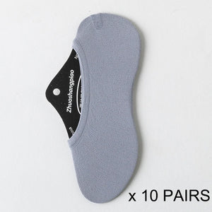 10 Pairs Men's Invisible Non-Slip Silicone Liner Socks, Breathable Thin Nylon No Show Loafers for Summer