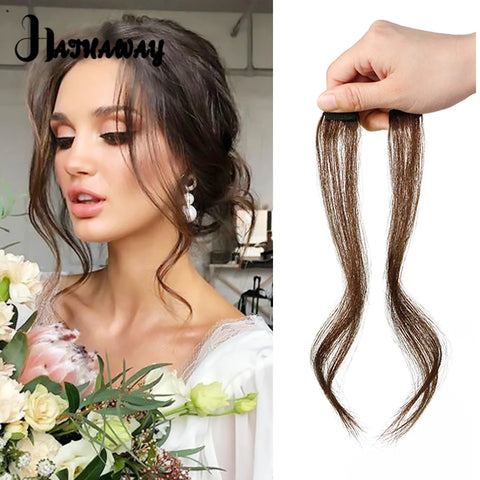 30cm Curly Side Bangs Clip-In Hair Extension Synthetic Fringe Middle Part Fake Hairpiece for Women