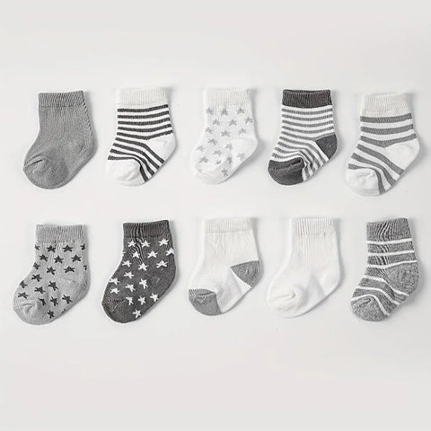 5 Pairs Star Striped Baby Socks for Spring & Autumn