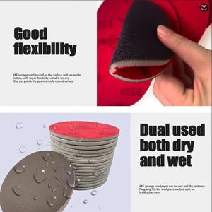 10 Pcs 6" Foam Flocking Sandpaper Discs, Wet Dry, 500-3000 Grit Abrasive for Grinding