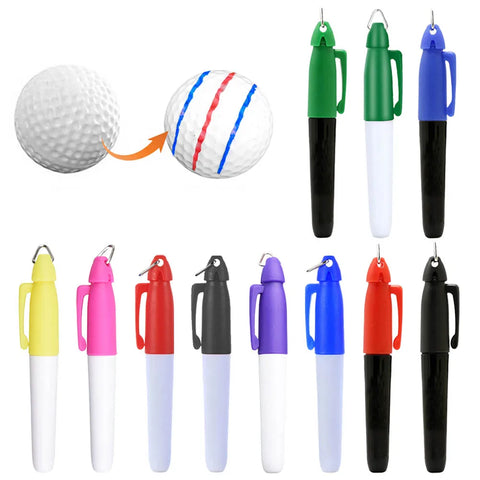 Golf Ball Marker Pen Waterproof Alignment Tool with Hook for Outdoor Sports