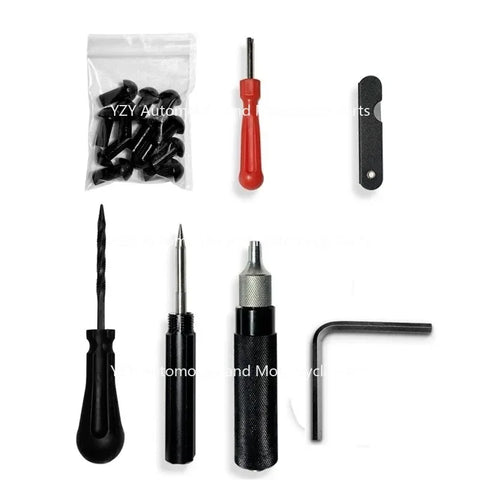 Car Motorcycle Tire Repair Kit with Mushroom Plug Tool, Probe Nozzle