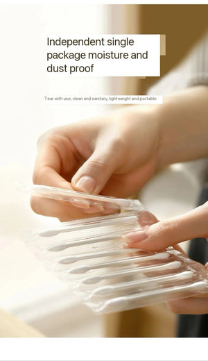 100-Pack Double-Ended Cotton Swabs - Individually Wrapped, Disposable, Travel-Friendly Cosmetic Sticks