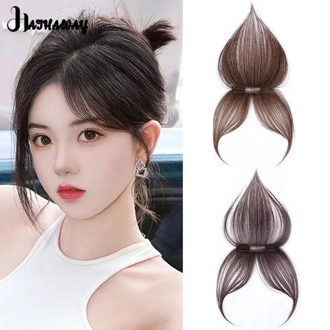 French Bangs Wig with Clip – Women's Synthetic Hair, Eight-Character Bangs, Seamless Hairline Extensions