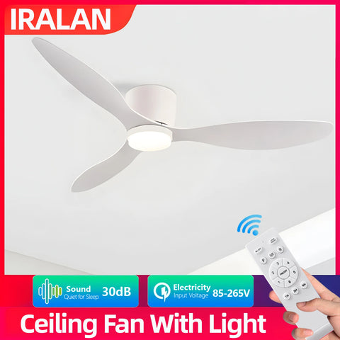 Ceiling Fan with Light, 6-Speed, Reversible DC Motor, 3CCT, Dimmable, Quiet, Easy Install, Black/White/Wood Finish