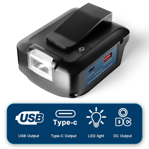 18V/14V Battery DC 12V 3A Power Adapter for Bosch BAT618 BAT614 with USB-C PD 22.5W QC3.0 Tool Accessories